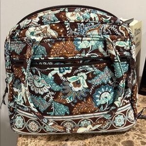 Vera Bradley Teal and Brown Floral Travel Bag
